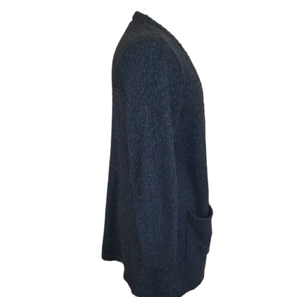 Women's Torrid Long Black Rough Knit Open Front Cardigan with Pockets - Size 3 - Picture 4 of 9